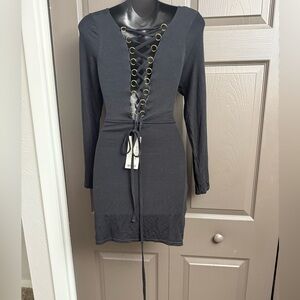 BNWT Boohoo Elegant Black Lace-Up Back Dress